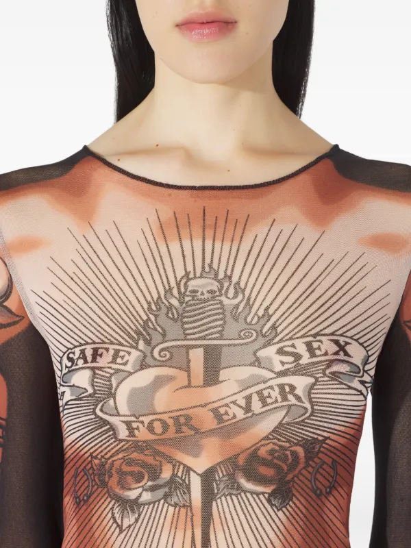 Jean Paul Gaultier The Safe Sex Tattoo ロングスリーブ トップ