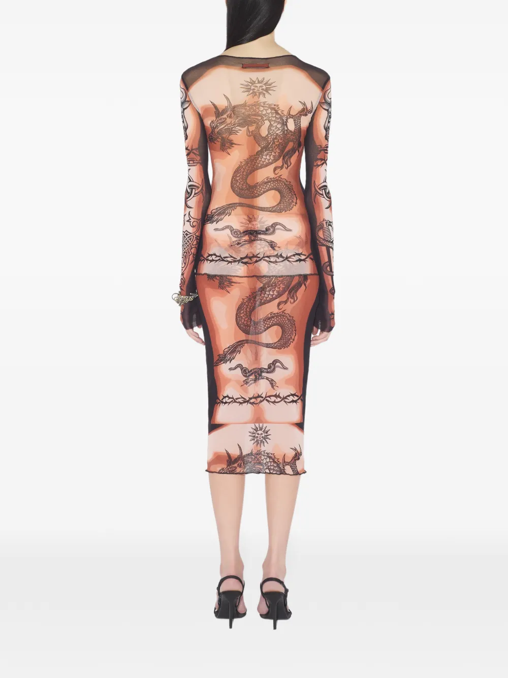  Jean Paul Gaultier Long-sleeves Tattoo-print Top - Neutrals 