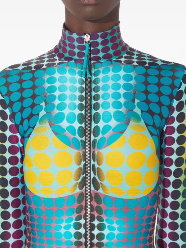 Jean Paul Gaultier high-neck dots-print Midi Dress | Blue | FARFETCH