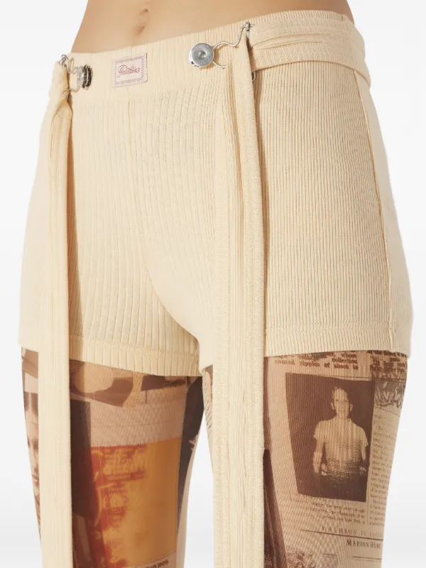 Jean Paul Gaultier Gaultier-patch Ribbed Shorts | Neutrals | FARFETCH