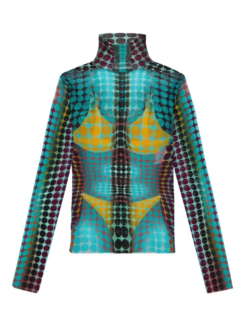 Jean Paul Gaultier High-neck Dots-print Top In Blue