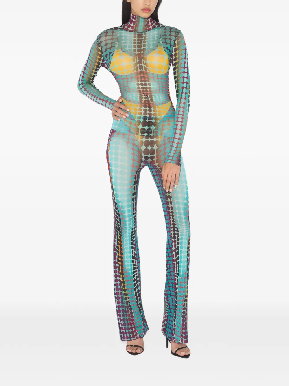 Jean Paul Gaultier high-neck dots-print top - Blauw