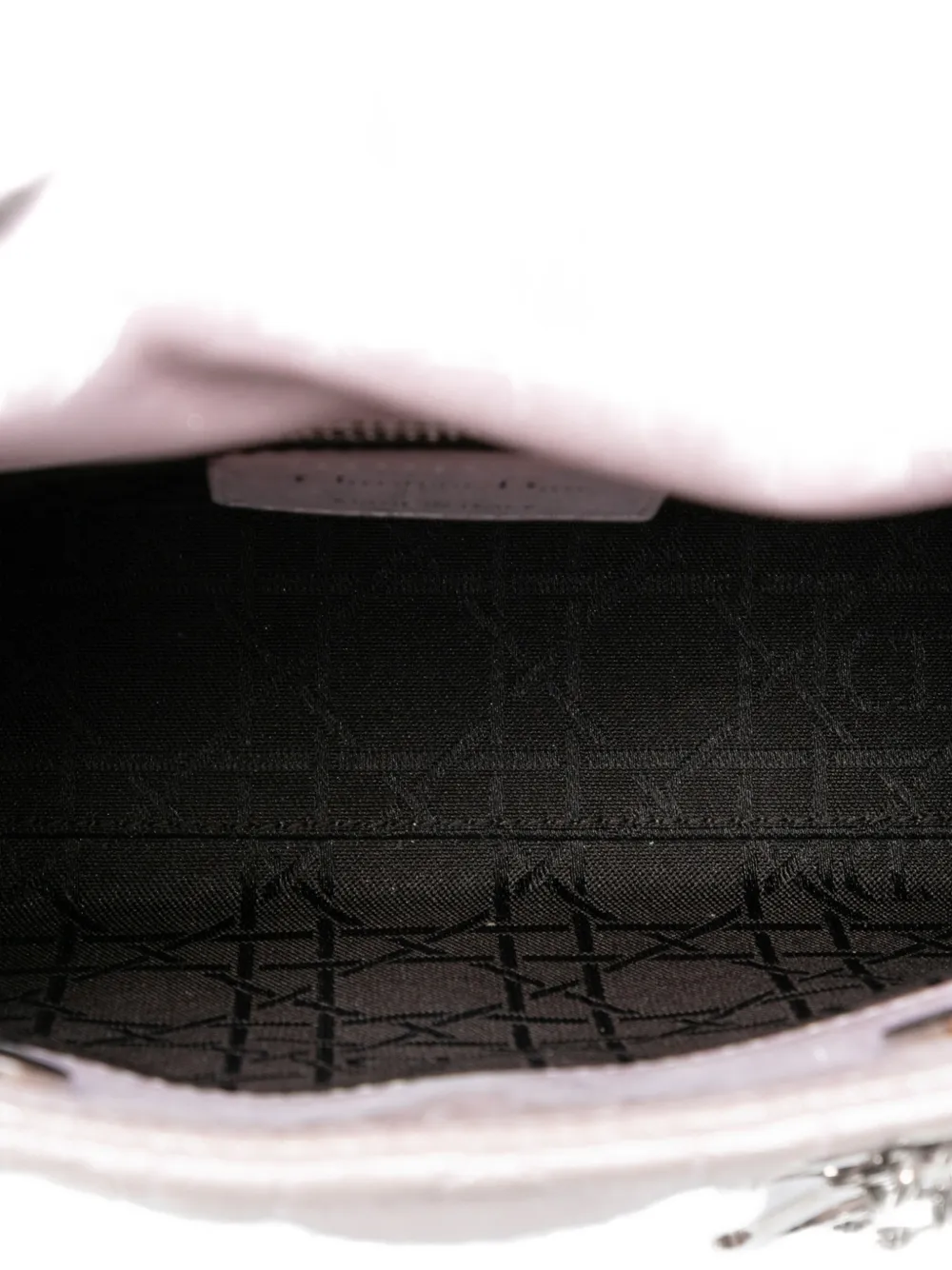 DIOR Pre-owned 2016 Mini Iridescent Lambskin Cannage Lady Satchel In Pink