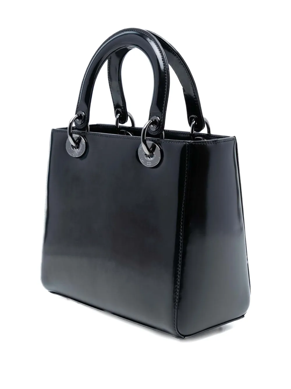 DIOR Pre-owned 2013 Medium Patent Lady Satchel In Black