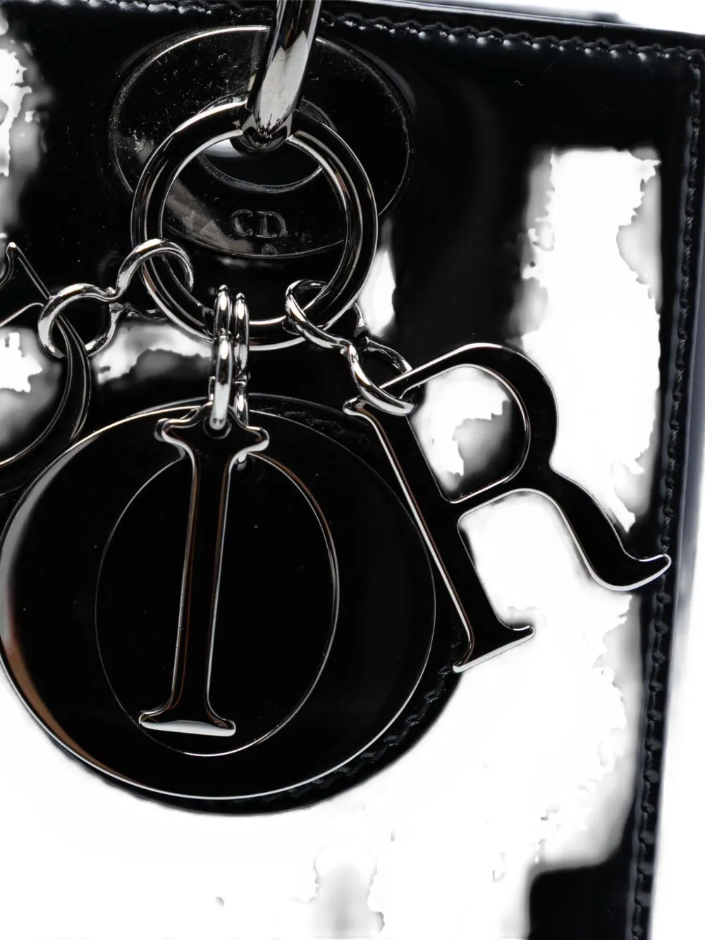 DIOR Pre-owned 2013 Medium Patent Lady Satchel In Black