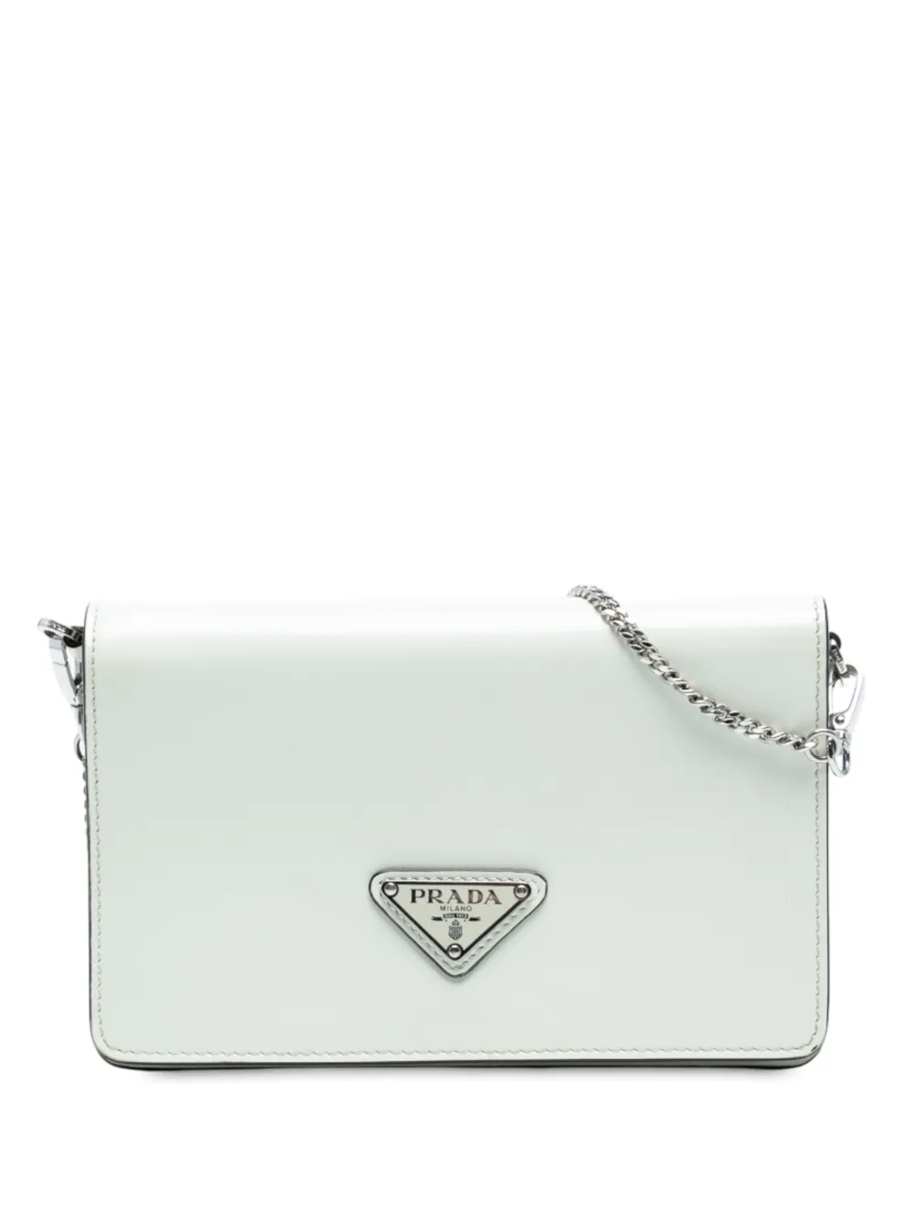 PRADA Pre-owned 2013-2025 Mini Brushed Leather Chain Crossbody Bag In White