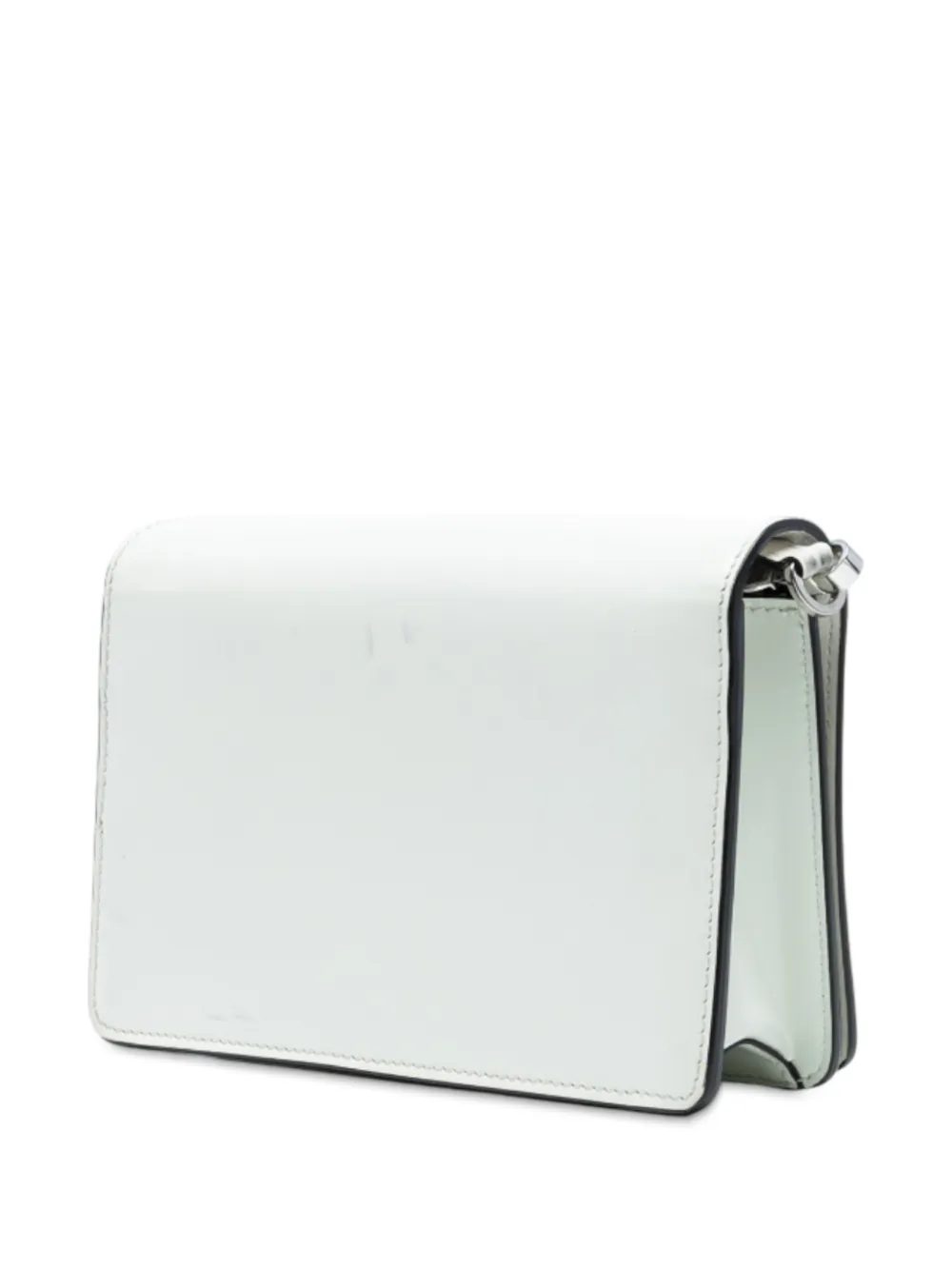 PRADA Pre-owned 2013-2025 Mini Brushed Leather Chain Crossbody Bag In White