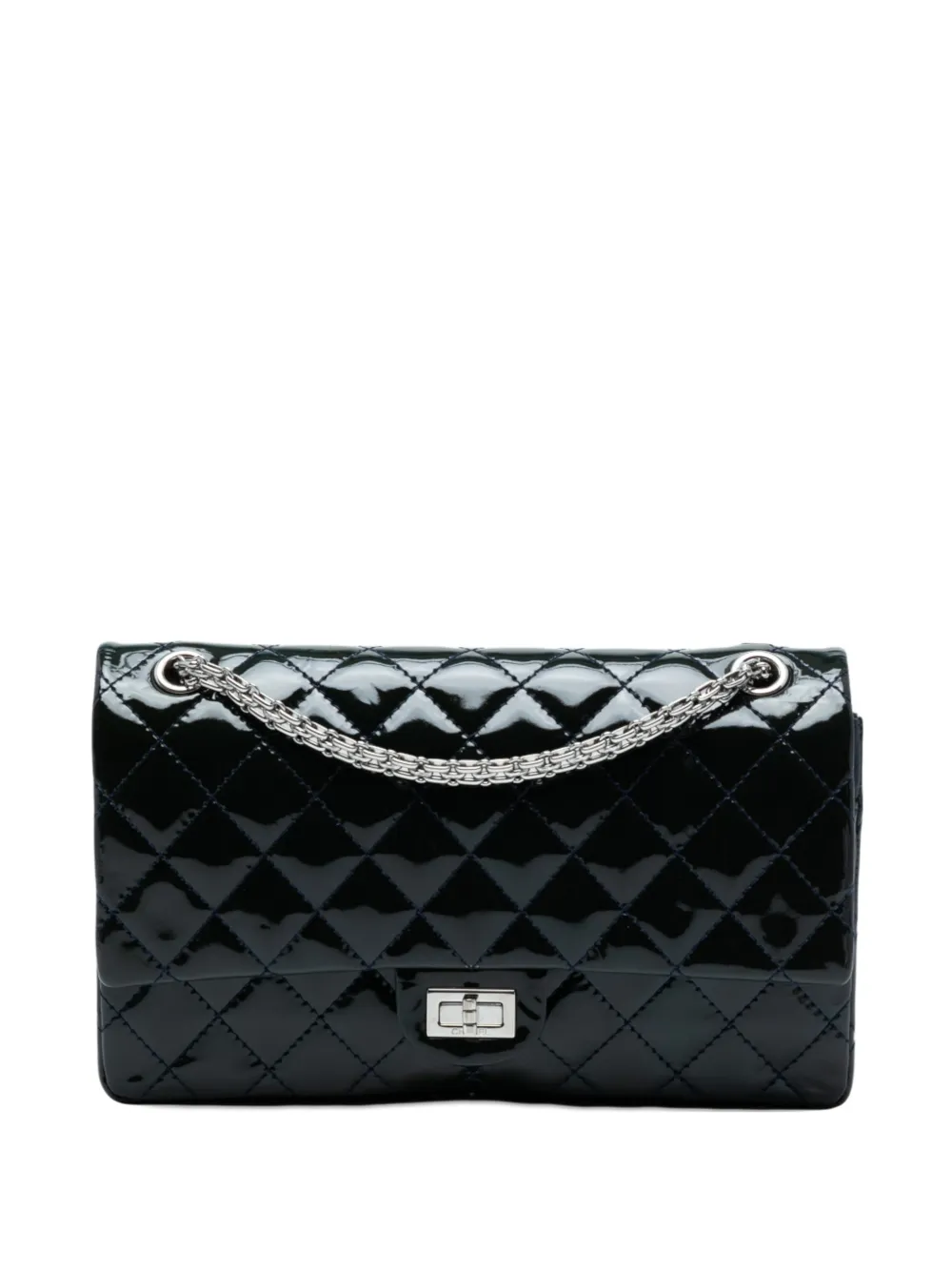 Pre-owned Chanel 2009-2010 Reissue 2.55 Patent Double Flap 226 Crossbody Bag In Blue