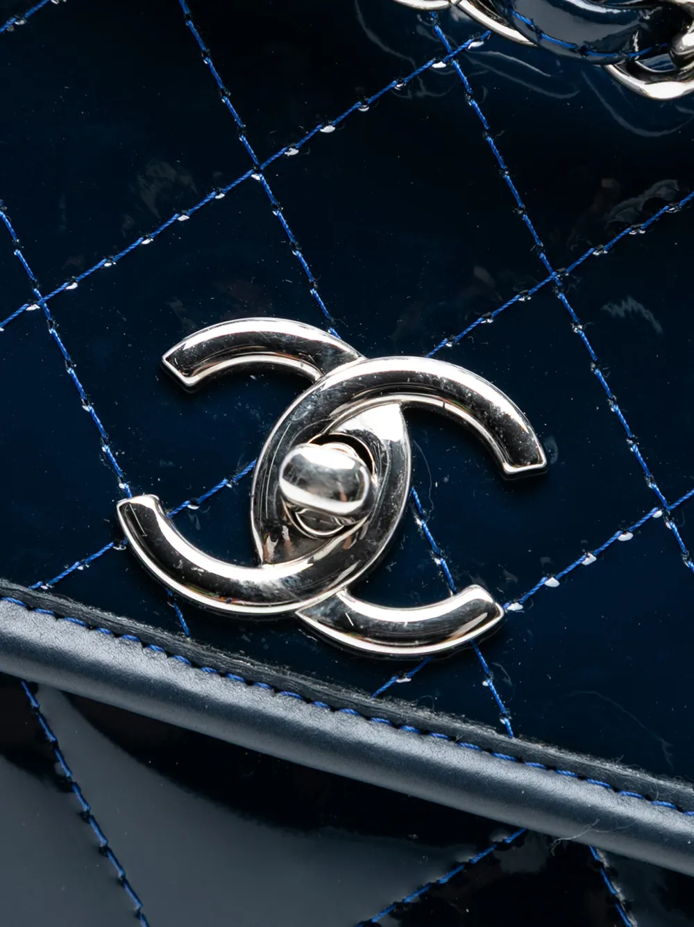 CHANEL Pre-owned 2011 Quilted Patent In The Business Flap Shoulder Bag In Blue