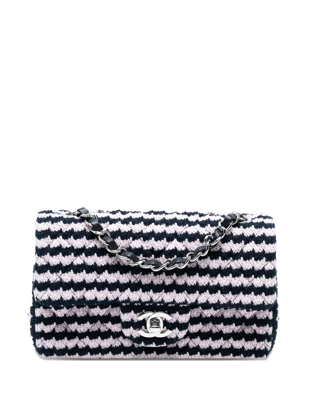 Pre-owned Chanel 2021 Mini Rectangular Classic Tweed Single Flap Crossbody Bag In Pink