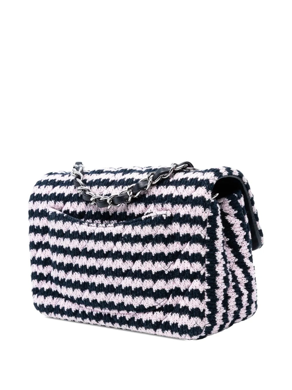 Pre-owned Chanel 2021 Mini Rectangular Classic Tweed Single Flap Crossbody Bag In Pink