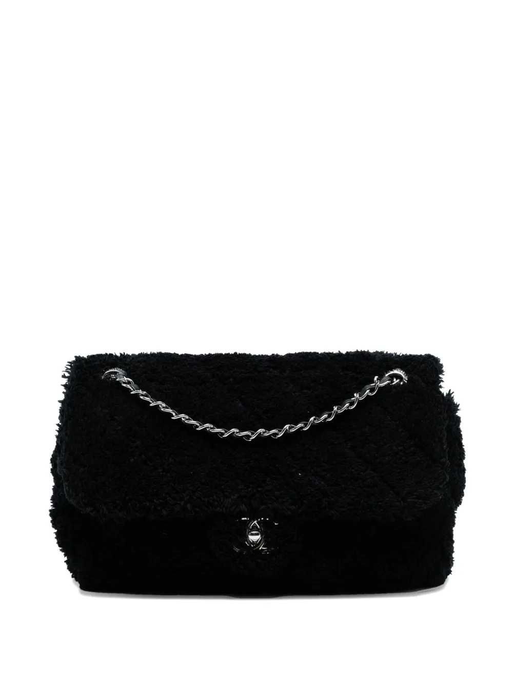 CHANEL Pre-Owned 2019 Jumbo Quilted Shearling Single Flap shoulder bag - Nero