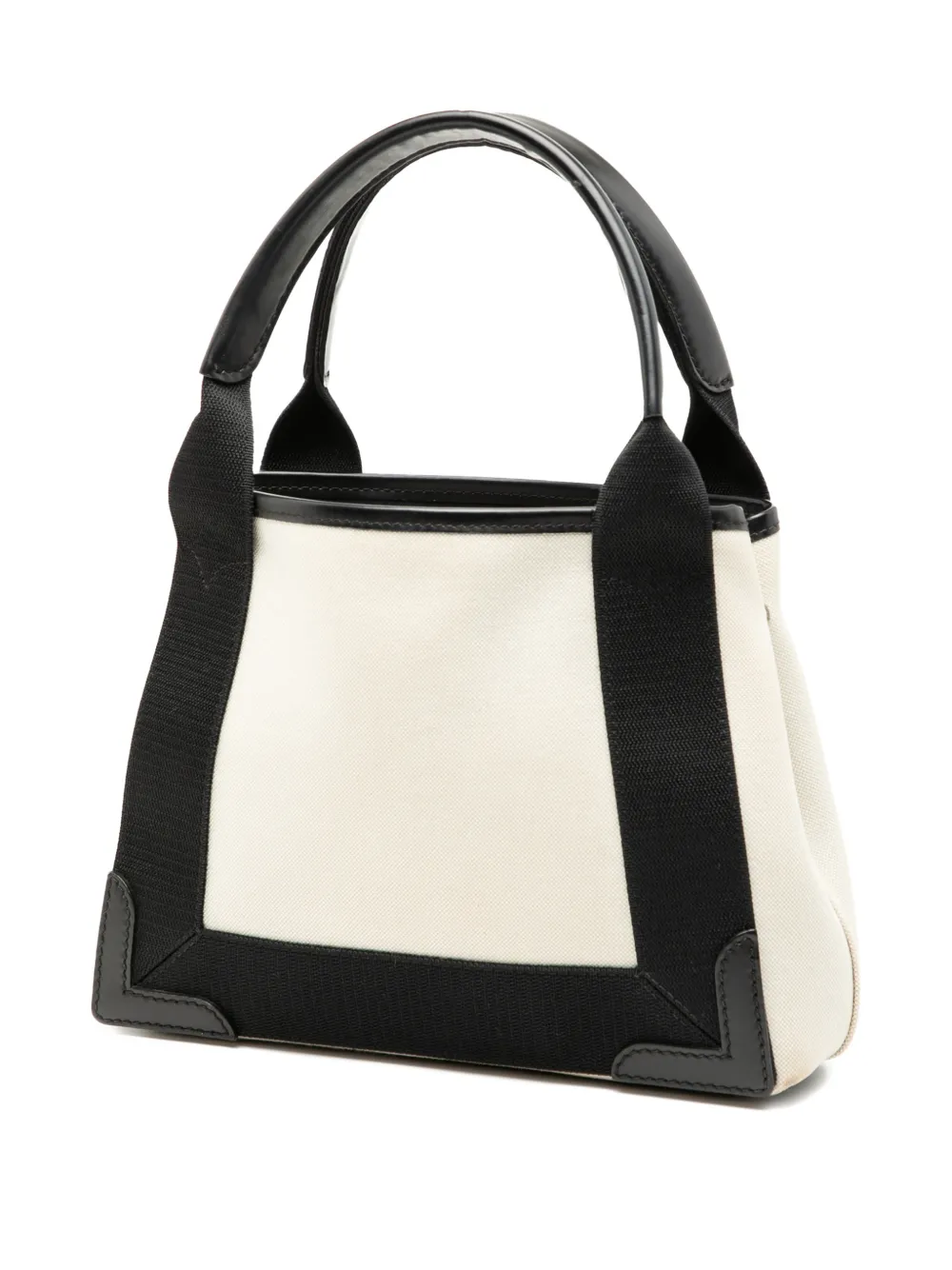 Pre-owned Balenciaga 2021 Canvas Navy Cabas Xs Satchel In White