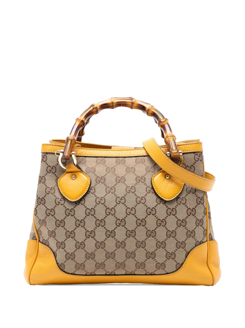 Gucci Pre-Owned 2016-2025 Small GG Canvas Diana Bamboo Top Handle Tote satchel - Marrone