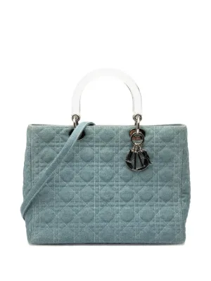 Christian Dior Pre-Owned 1999 Large Denim Cannage Acrylic Handles