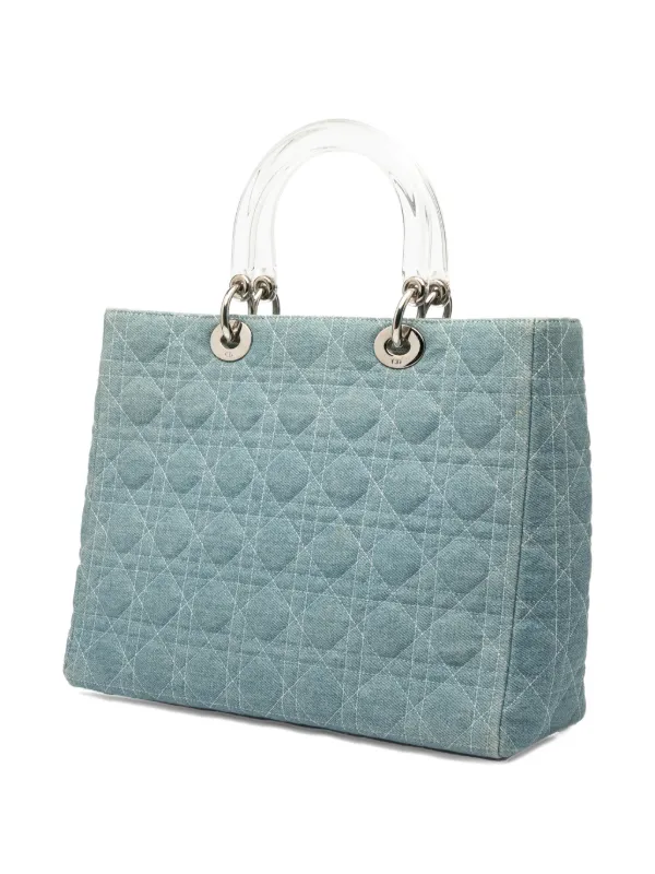 Christian Dior Lady Dior デニム バッグ Christian Dior Pre-Owned 1999 Large Denim Cannage Acrylic Handles