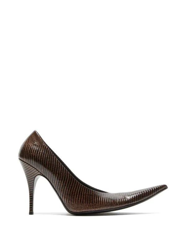 Acne Studios Pointed-toe Lizard-print Pumps in Brown