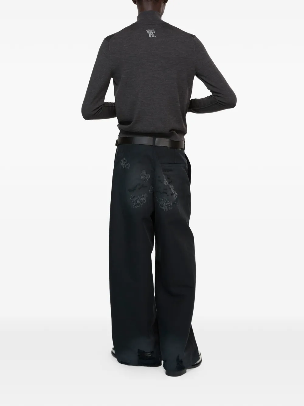 Acne Studios Mended gerafelde broek Zwart