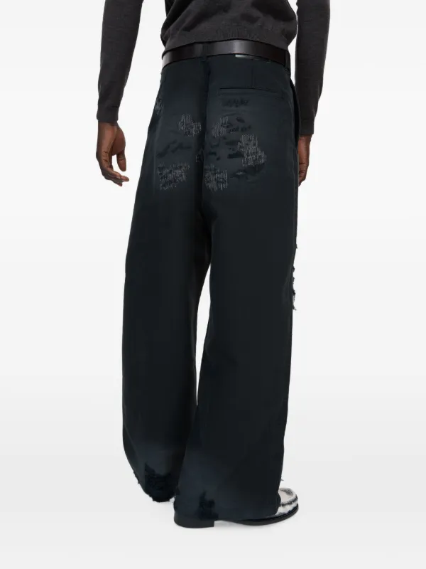 Acne Studios Mended Distressed Trousers | Black | FARFETCH