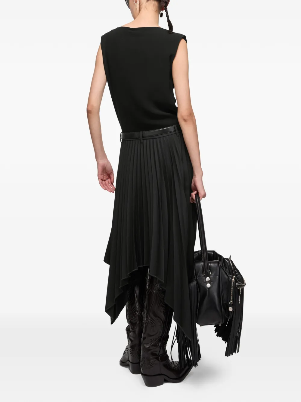 Acne Studios Midi-jurk met asymmetrische afwerking Zwart
