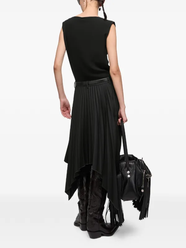 Acne Studios Pleated asymmetrical-hem Midi Dress | Black | FARFETCH GE