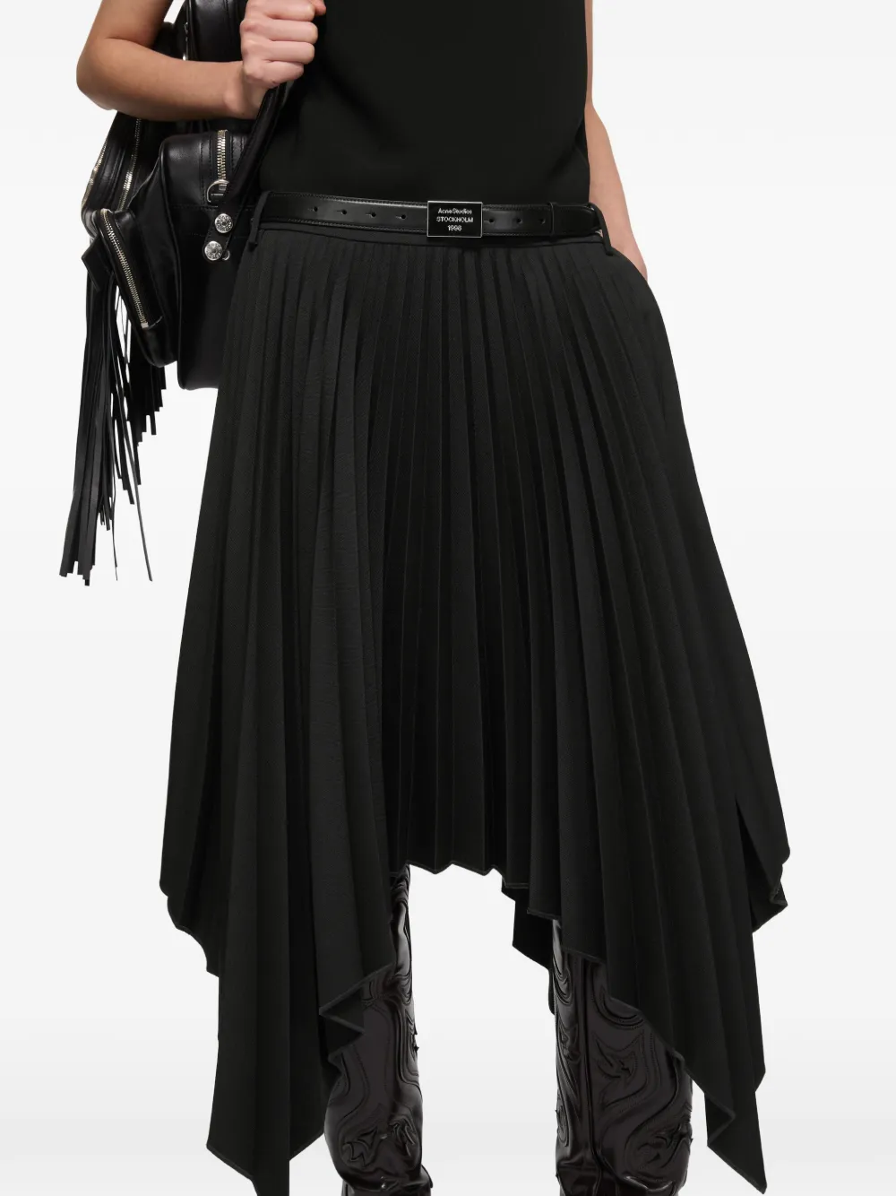 Acne Studios Midi-jurk met asymmetrische afwerking Zwart