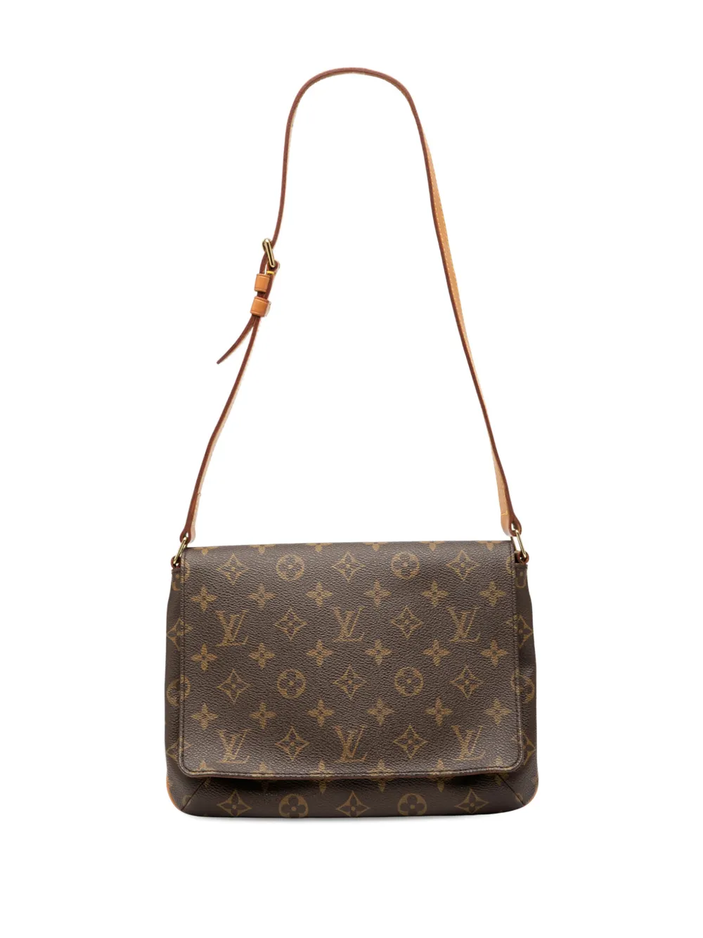 Pre-owned Louis Vuitton 2001 Monogram Musette Tango Short Strap Shoulder Bag In Brown