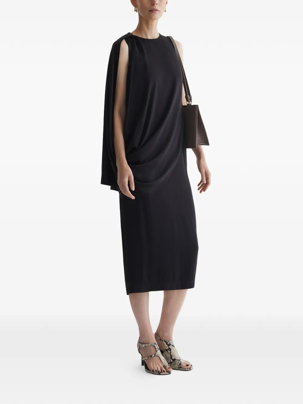 AERON Lune midi-jurk met gedrapeerd detail - Zwart