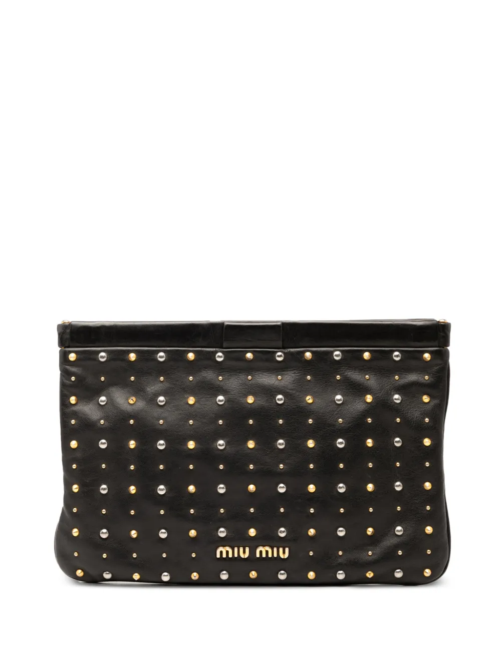 Miu Miu Pre-Owned 2010-2025 Studded Leather Frame clutch bag | Black | Image 1