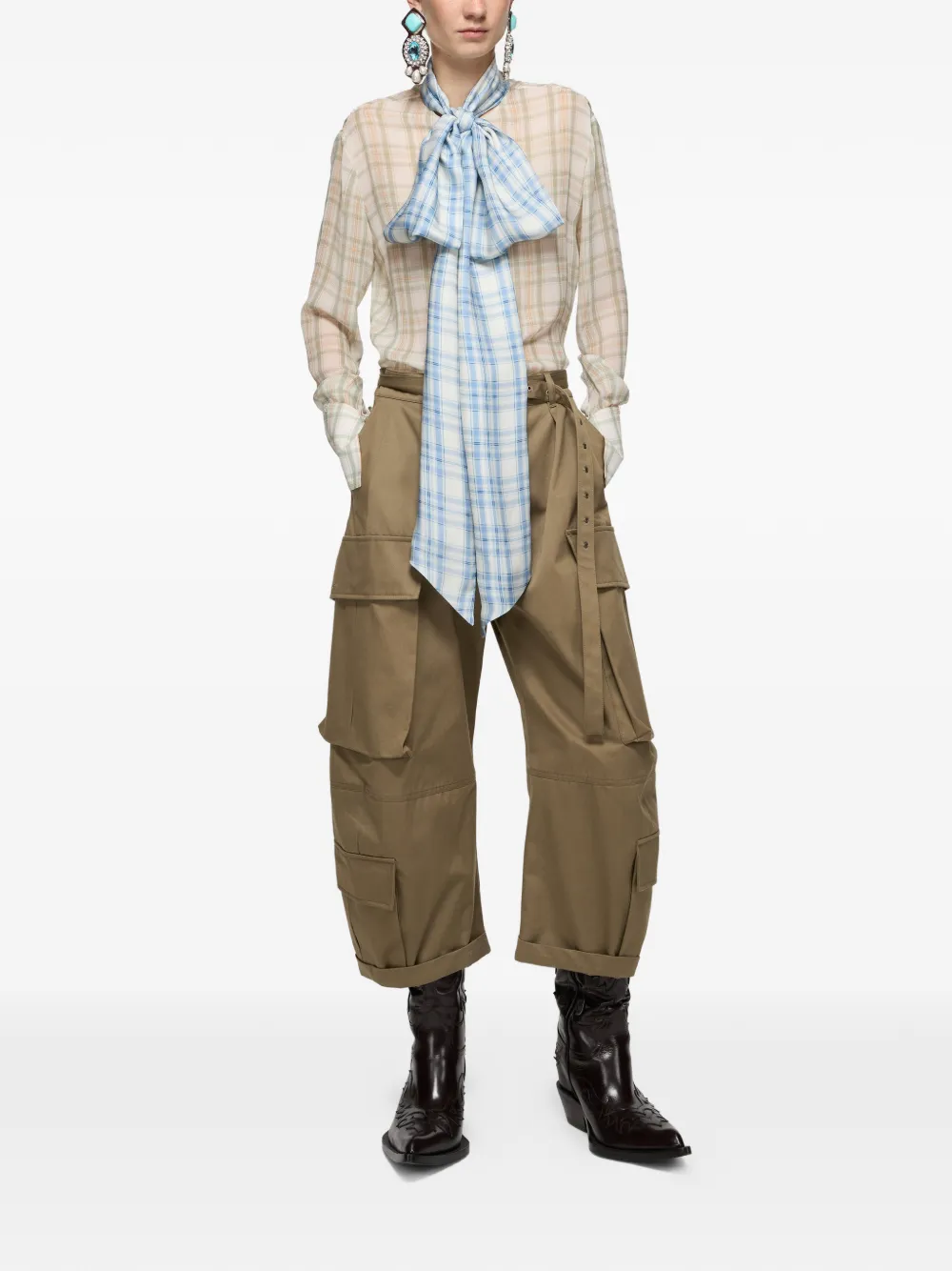 Acne Studios Cargo broek met ceintuur - Bruin