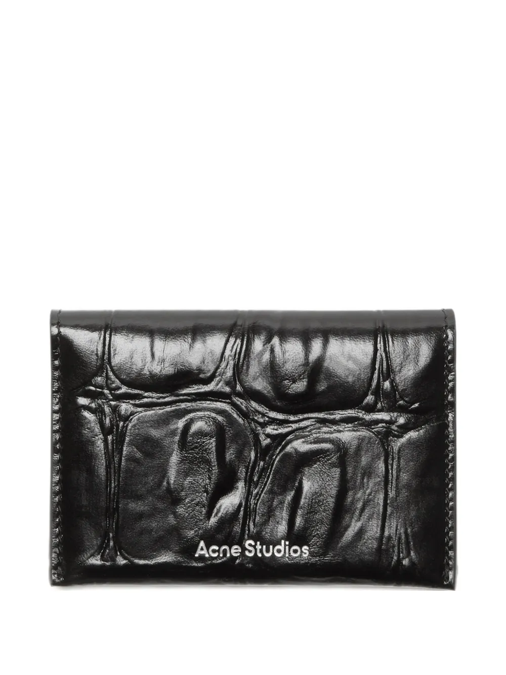 Acne Studios Embossed Leather Card Holder In Black