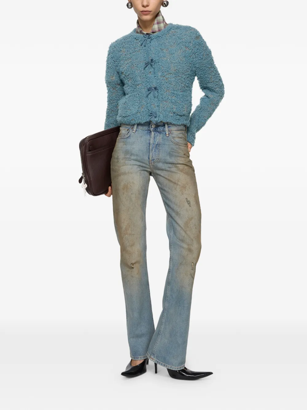 Acne Studios Bow-detail Cardigan - Brown 