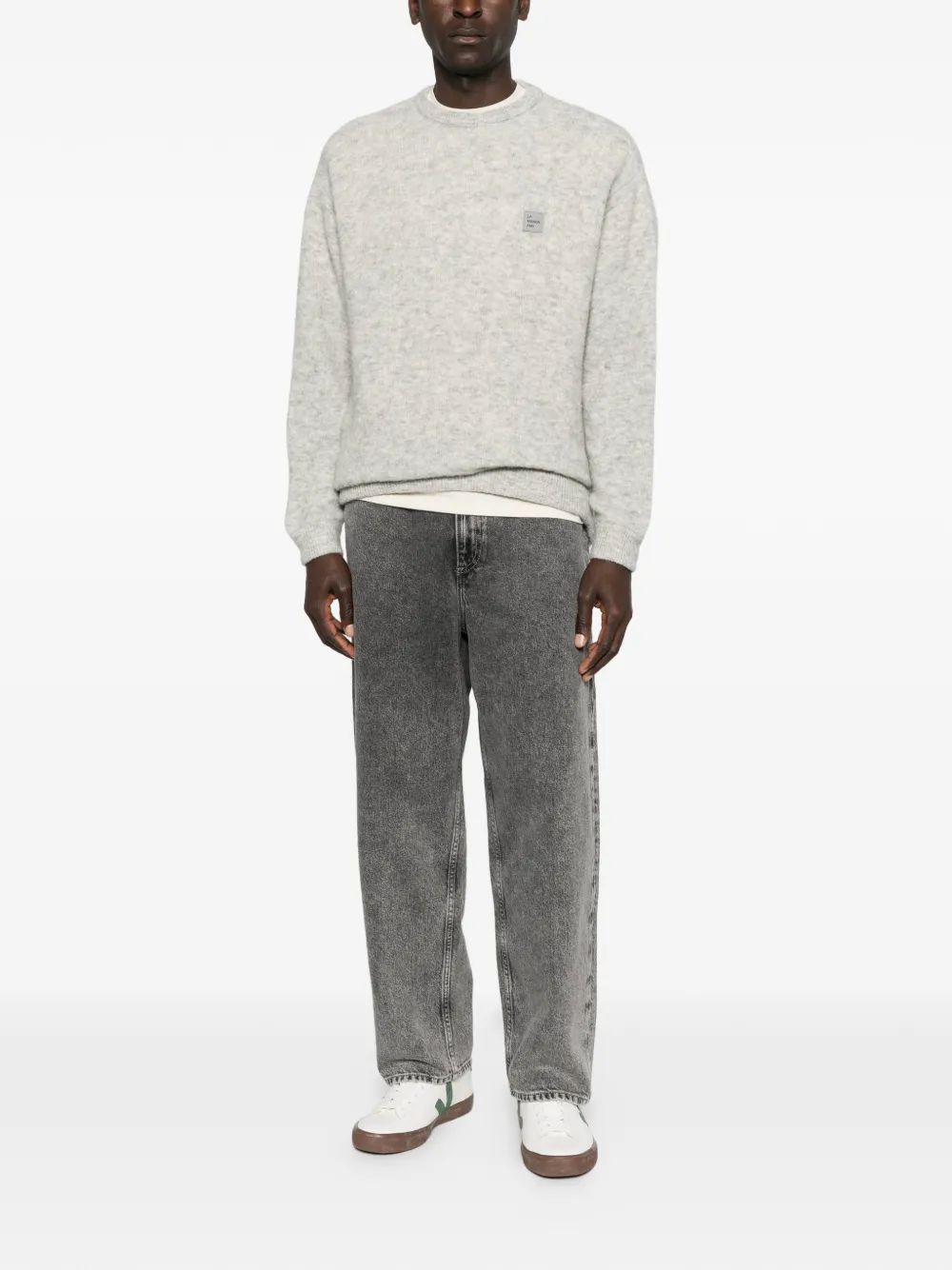 American Vintage patch crew-neck sweater - Grijs