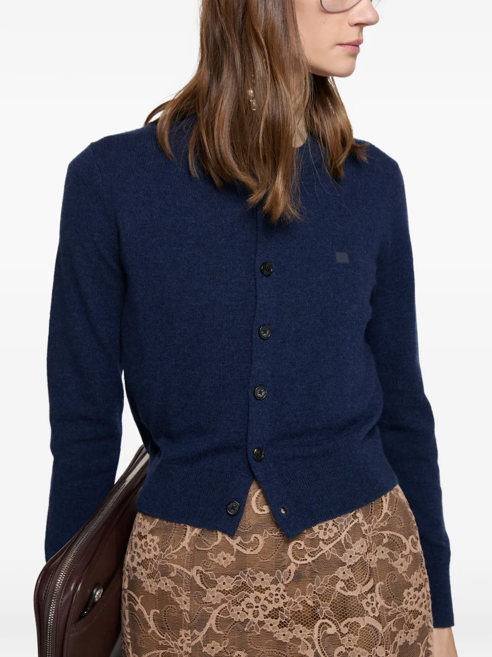 Acne Studios Yak Wool Fitted Cardigan in Blue, view 4