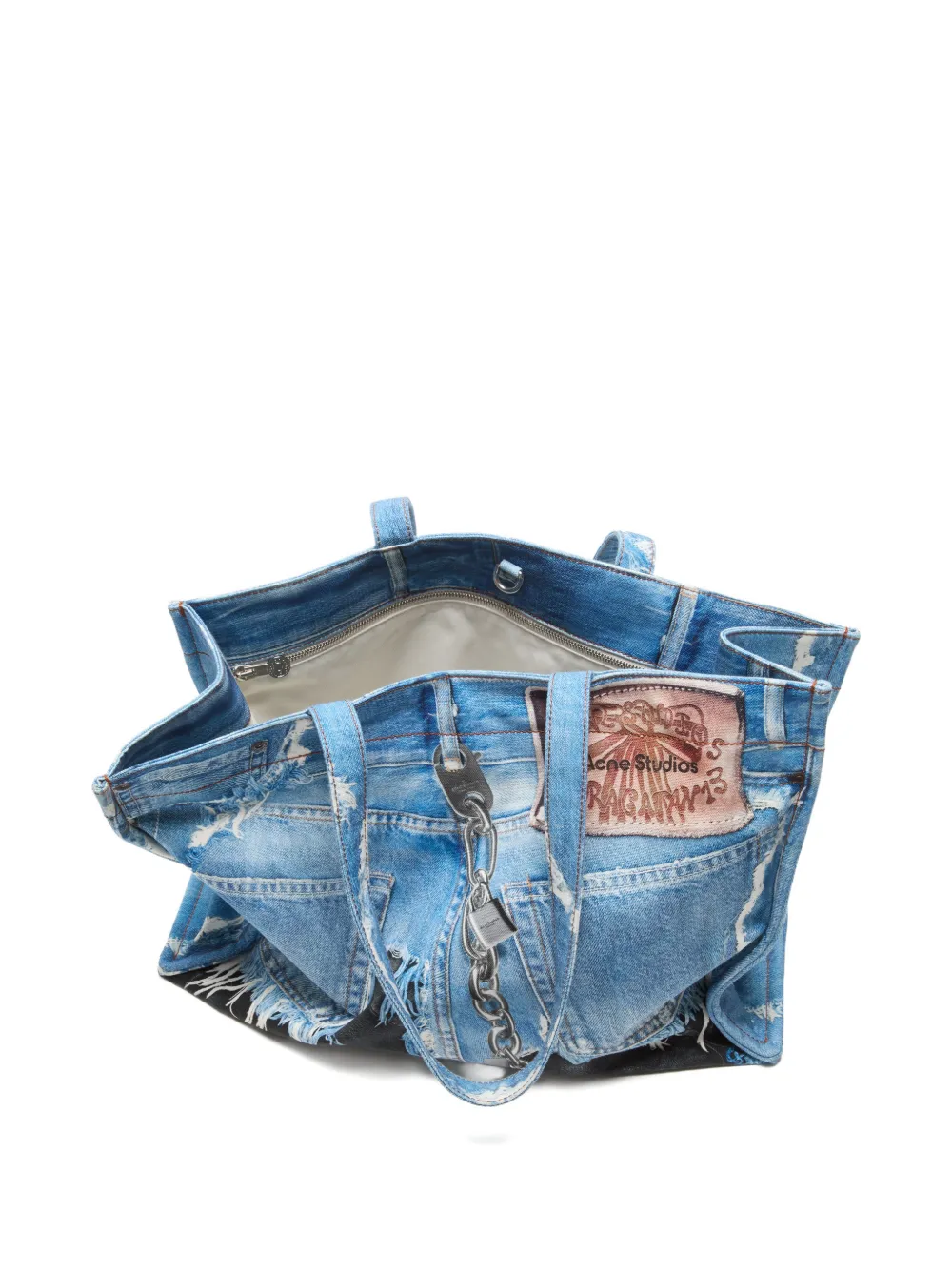  Acne Studios Distressed Padlock-detail Tote Bag - Blue 