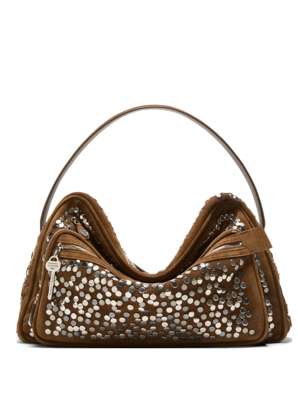 Acne Studios Camero stud-embellished leather shoulder bag - Marrone