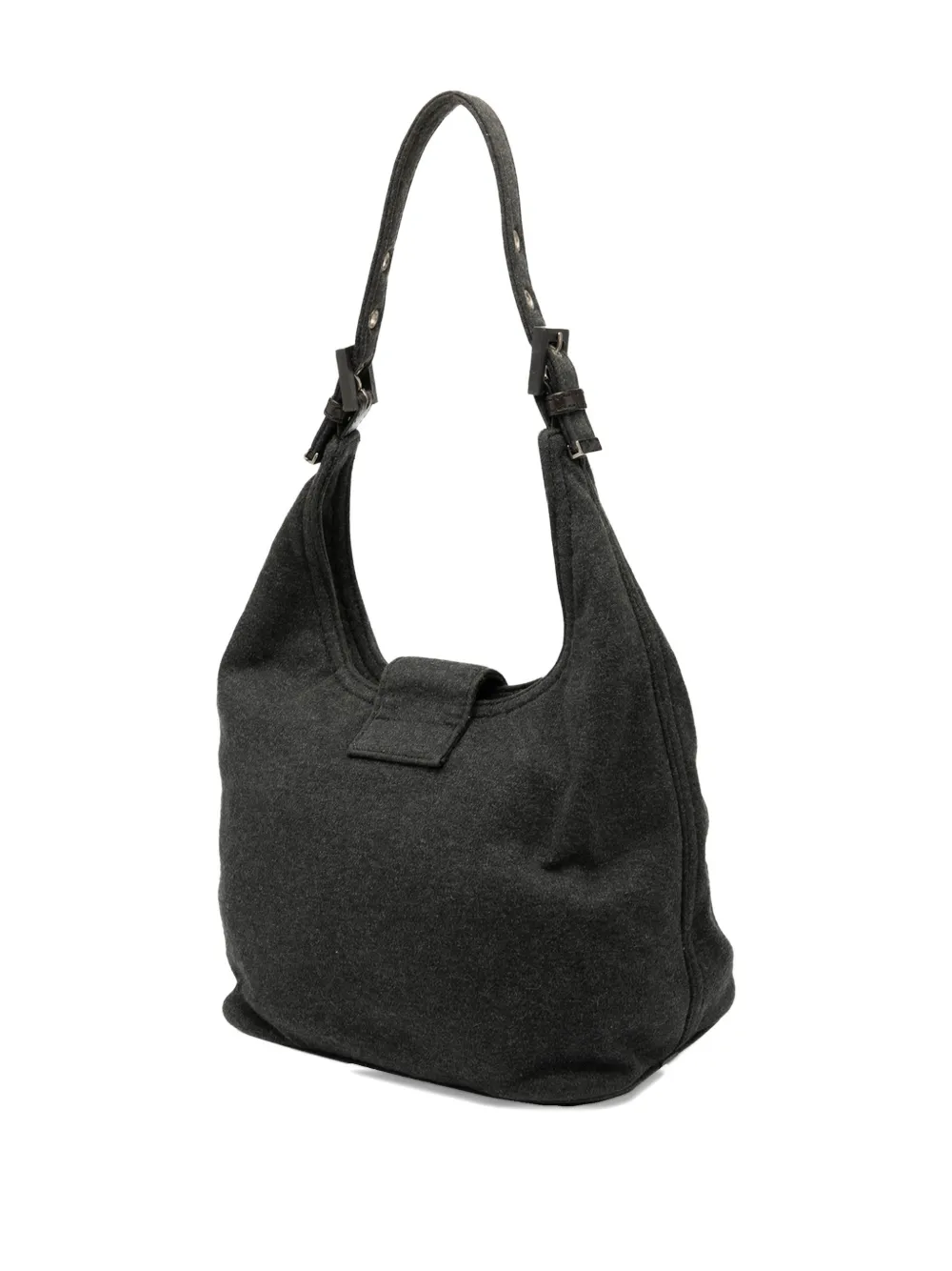 Pre-owned Fendi 2000-2010 Cotton Shoulder Bag In Gray