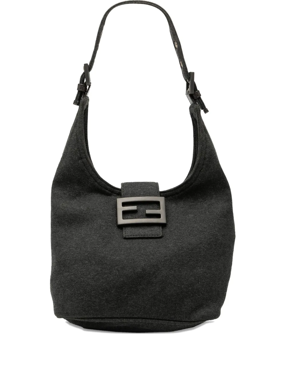 Pre-owned Fendi 2000-2010 Cotton Shoulder Bag In Gray