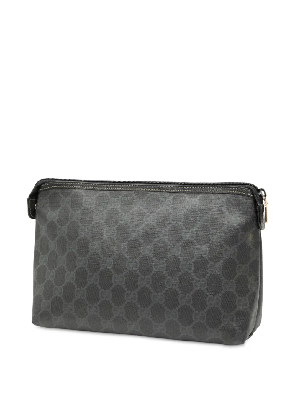 Pre-owned Gucci 20th Century Gg Supreme Pouch In Black