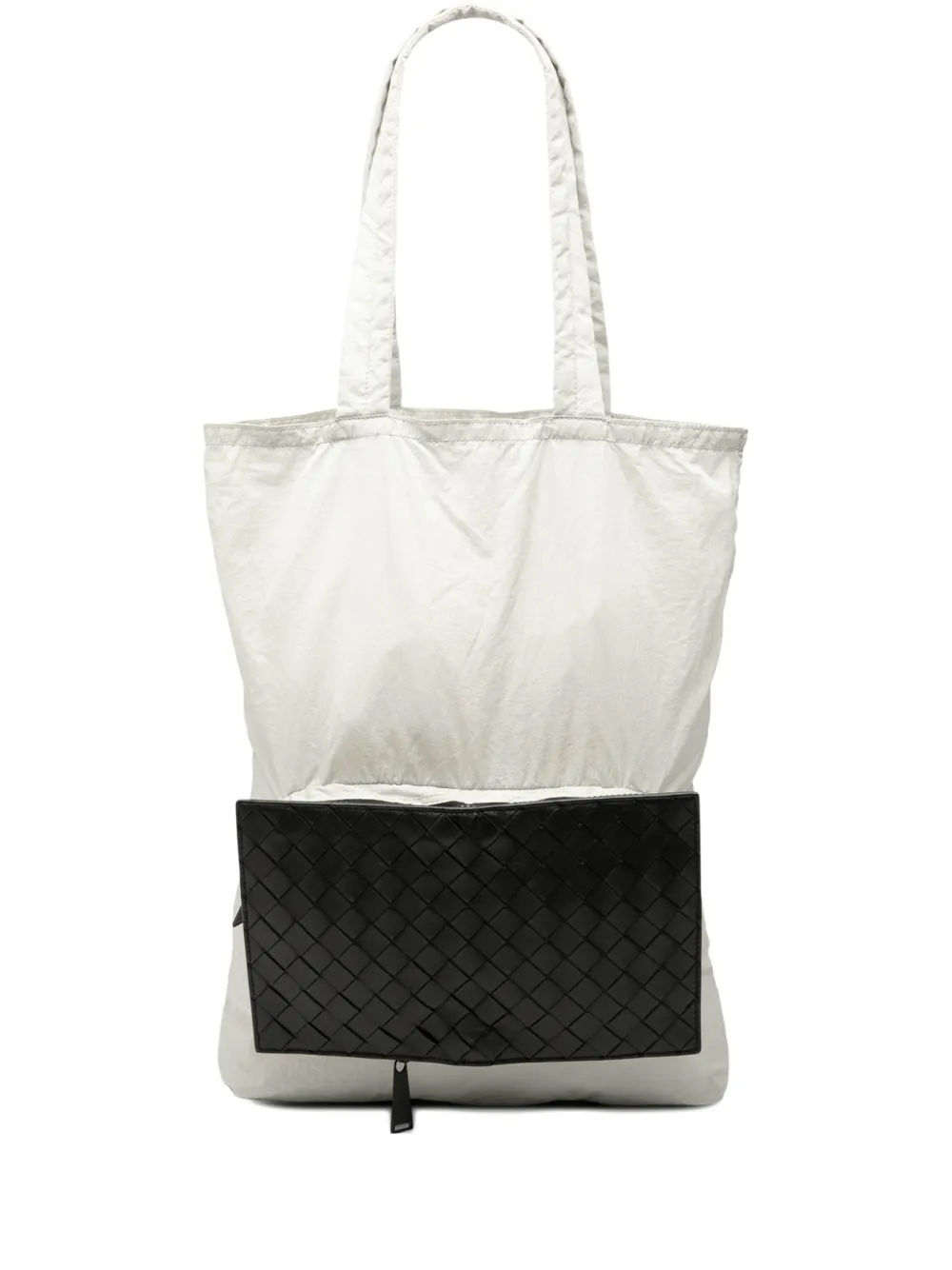 Pre-owned Bottega Veneta 2012-2025 Intrecciato Trimmed Nylon Eco Tote Bag In White
