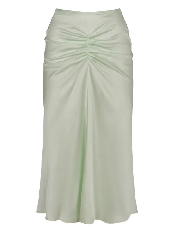 Victoria Beckham Gathering Midi Skirt in Green