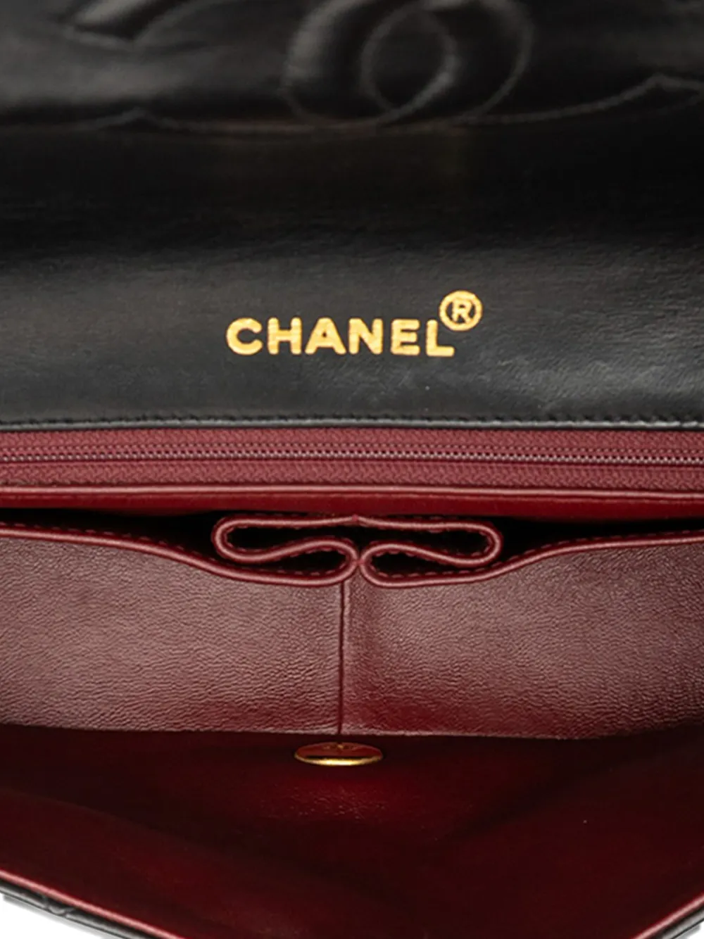 Pre-owned Chanel 1989-1991 Medium Quilted Lambskin Full Flap Crossbody Bag In Black