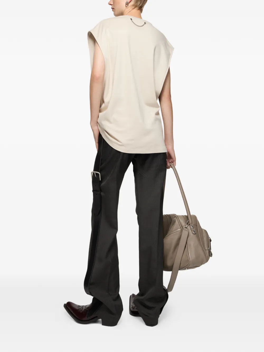 Acne Studios Mouwloos T-shirt met logoprint Beige