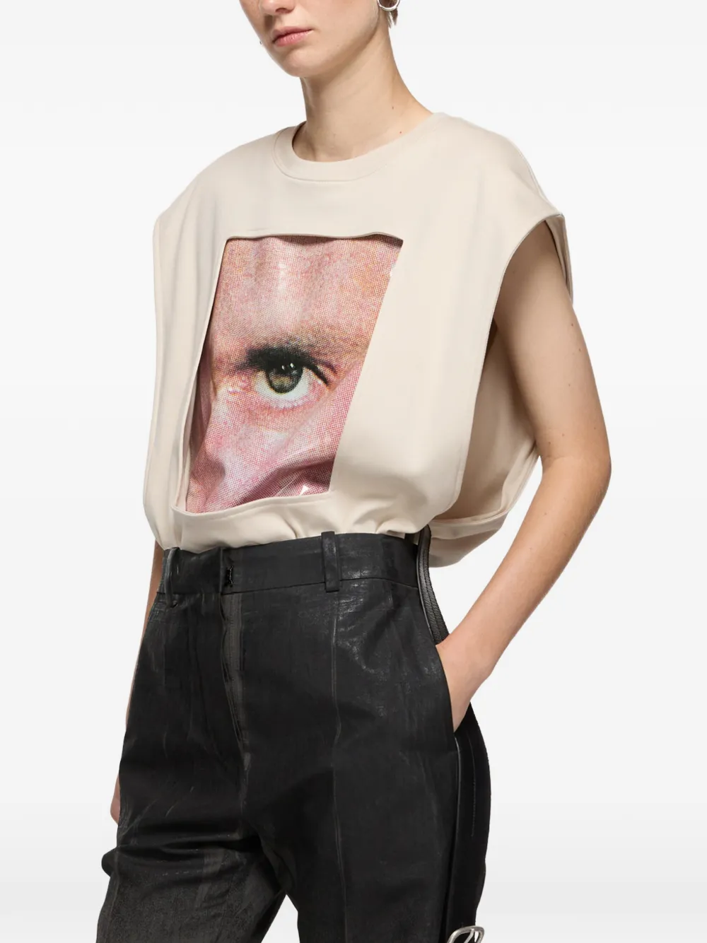 Acne Studios Mouwloos T-shirt met logoprint Beige