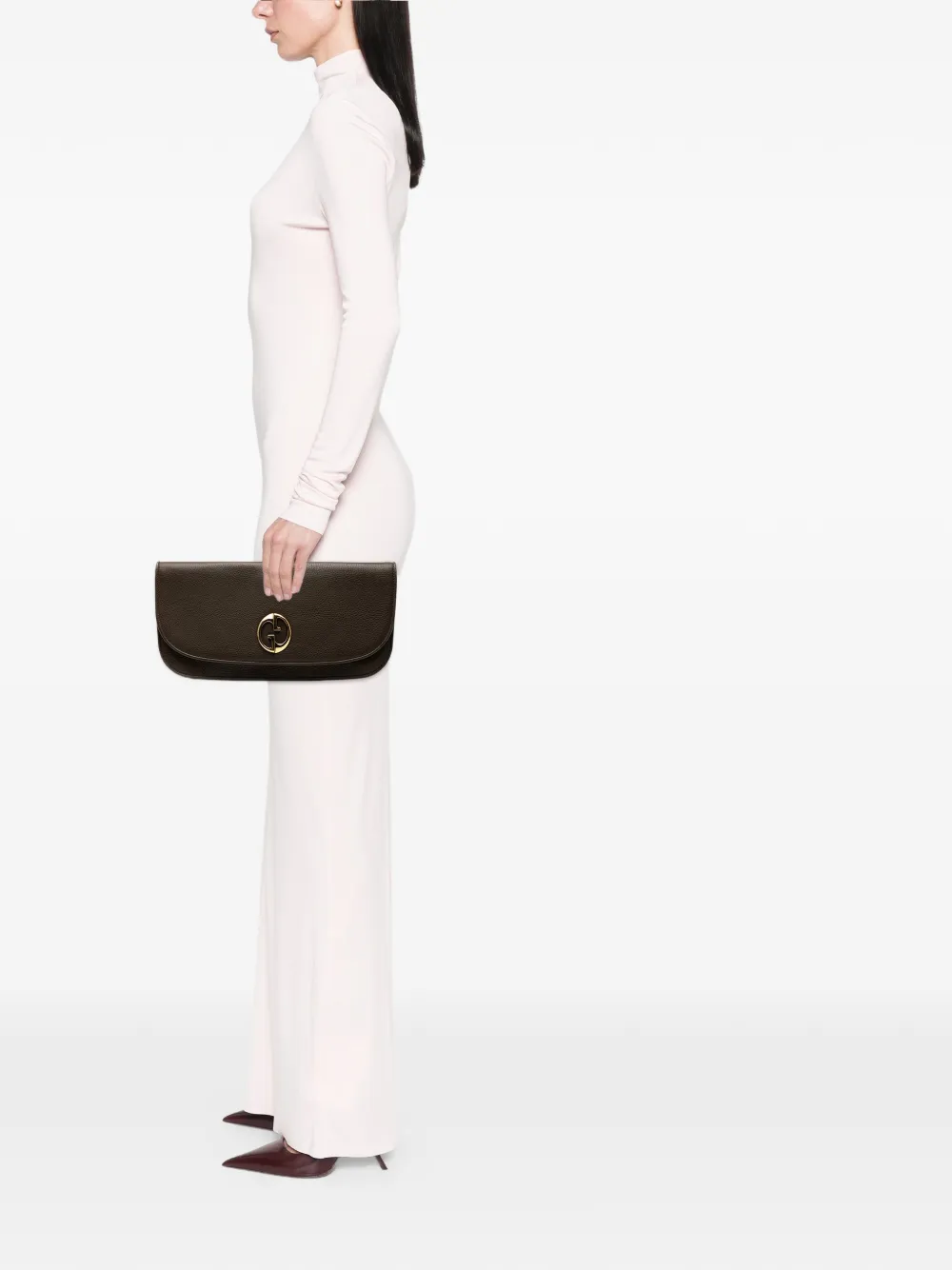 Pre-owned Gucci 2016-2025 Leather 1973 Flap Clutch Bag In Brown