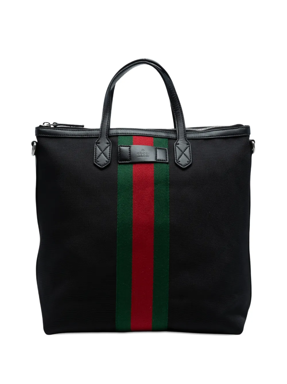 Gucci Pre-Owned 2016-2025 Canvas Techno Web Vertical Zip Tote satchel - Nero
