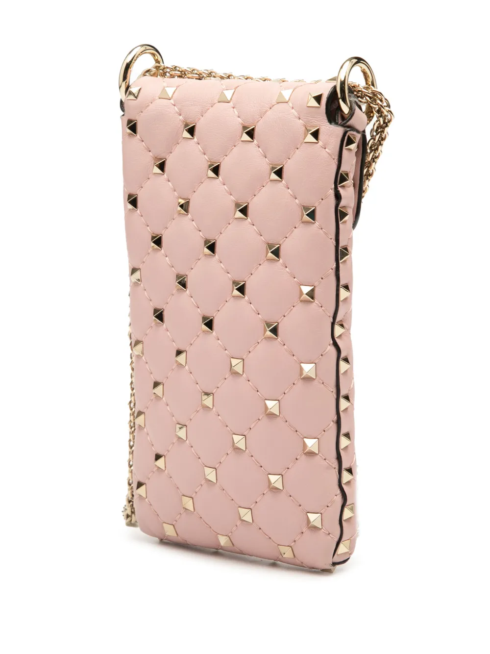 VALENTINO GARAVANI Pre-owned 2000-2017 Lambskin Rockstud Spike Phone Case Crossbody Bag In Pink