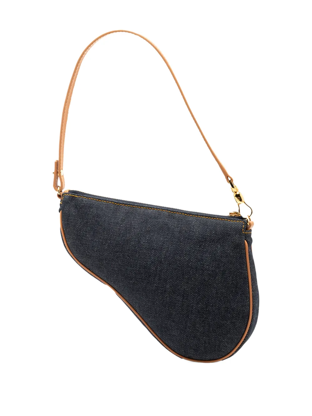 Pre-owned Dior 2001 Mini Denim Saddle Pochette Shoulder Bag In Blue