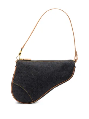 Christian Dior Pre-Owned 2001 サドル デニムハンドバッグ | ブルー