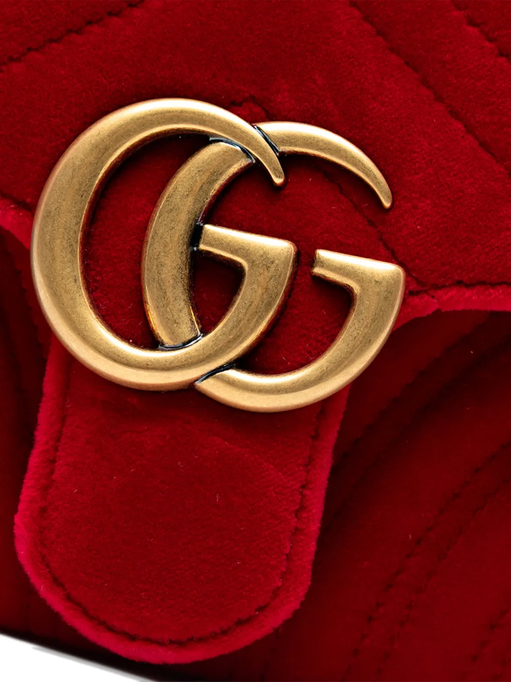 GUCCI Pre-owned 2016-2025 Small Gg Marmont Matelasse Velvet Shoulder Bag In Red